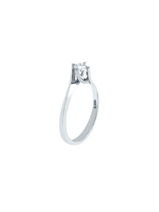 Ioannou24 Single Stone Ring made of White Gold 18K with Diamond
