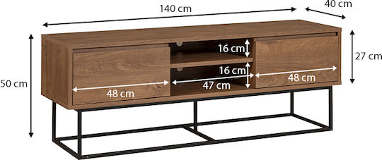 Stand TV Amedeo Culoare Nuc L140xA40xÎ50cm