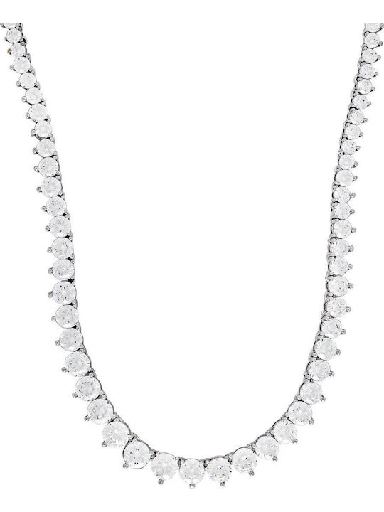 Kiriakos Gofas Set with Necklace & Bracelet from White Gold 14K with Stones