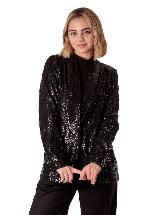 Silia D Women's Blazer Black with Sequins