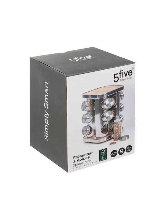 Inox Tabletop Spice Rack with Stand Silver 12pcs