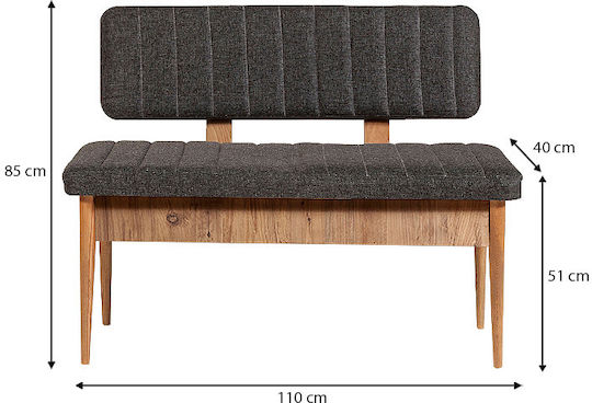 Alden Two-Seater Couch Anthracite 110x40x85 cm