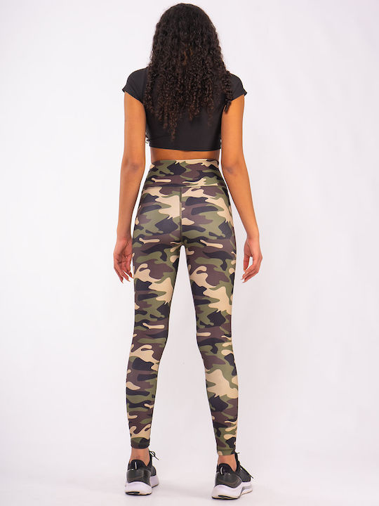 Training Damen Lang Leggings Formendefinition Hohe Taille & Push-up Khaki