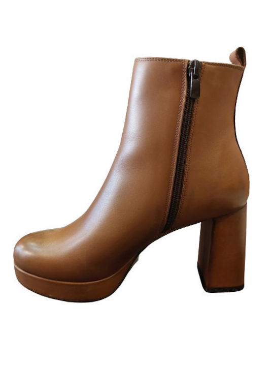 Mourtzi Leather Women's Ankle Boots Tabac Brown