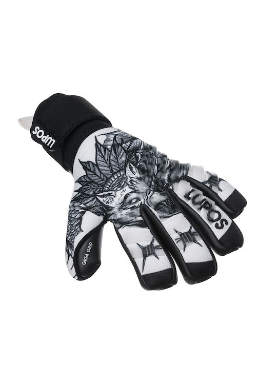 Lupos Tattoo Mănuși de Portar — Latex German Giga Grip — Croială Negativă — Albe Negre