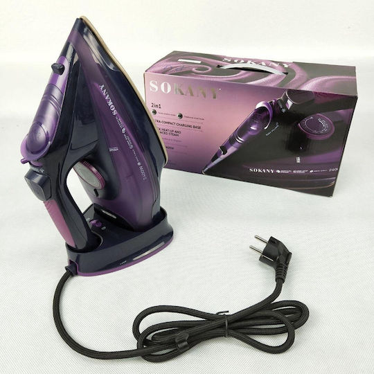Sokany Steam Iron 2400W with Ceramic Plate and Continuous Steam Supply 35g/min Purple