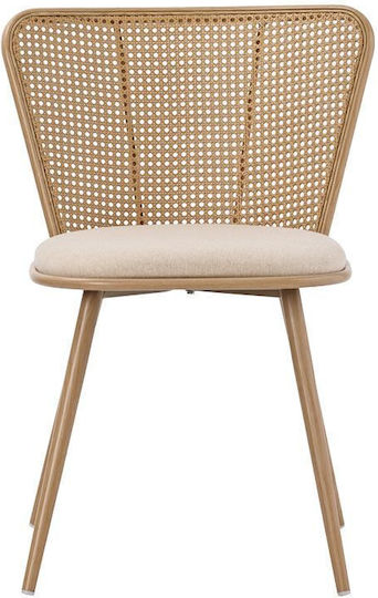 Daniele Dining Room Metallic Chair Beige 46.5x57.5x77.5cm