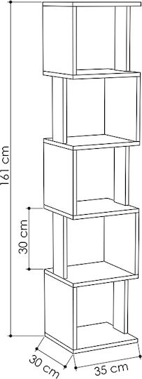 Bookcase Piri White 35x30x161cm