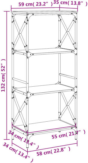 Bibliotecă Neagră 59x35x132 cm