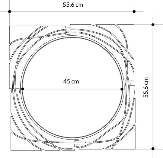 Megapap HULLA Wandspiegel mit Schwarz Metallisch Rahmen 55.6x55.6cm 1Stück