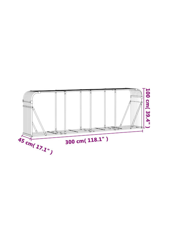 vidaXL Μεταλλικό Ράφι Αποθήκευσης Ξύλων 300x45x100cm Καφέ