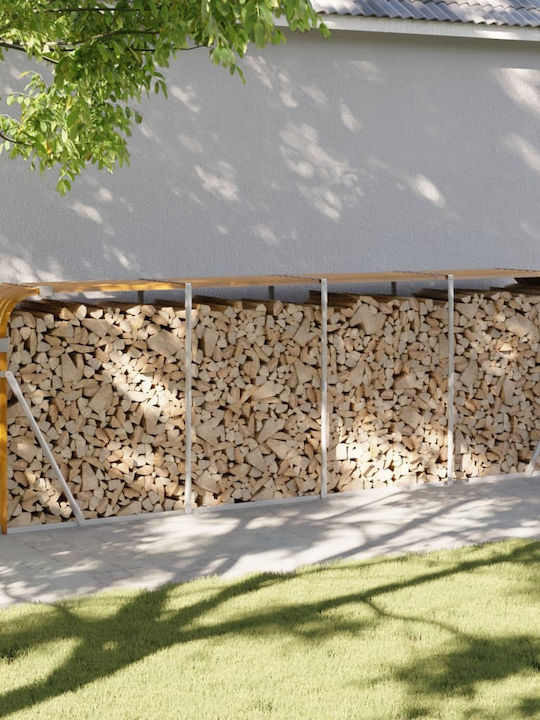 vidaXL Μεταλλικό Ράφι Αποθήκευσης Ξύλων 300x45x100cm Καφέ