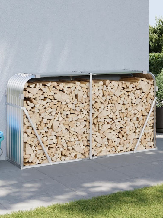 vidaXL Μεταλλικό Ράφι Αποθήκευσης Ξύλων 180x45x100cm Ασημί