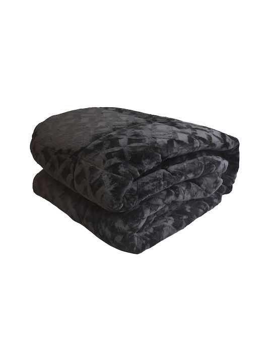 Karavakas Duvet Cover Queen 220x240cm Black Velvet-Black Metal