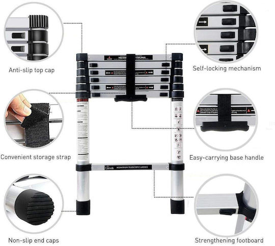 GeHock Scara telescopică Aluminiu 11 Scări cu înălțime maximă de 3.2m