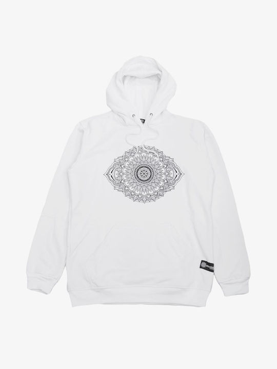 Mandala Men's Sweatshirt with Hood White.