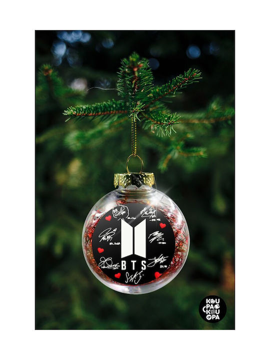 Bts Signs Ornament de Crăciun Bilă Plastic Transparent cu Pulbere de Aur cu Paiete 8buc