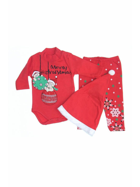 Pabbuc Baby Baby Bodysuit Set Long-Sleeved with Pants RED