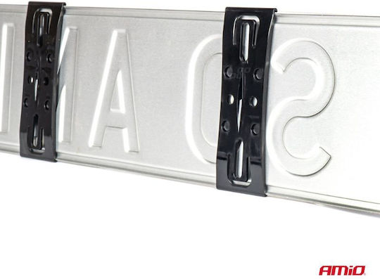 AMiO Car License Plate Frames Plastic Black 2pcs