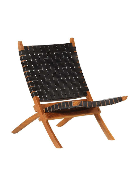 Relax Armchair from Genuine Leather Black 55x67x79cm