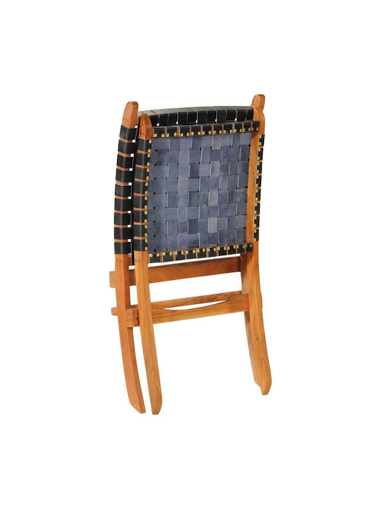 Πολυθρόνα από Γνήσιο Δέρμα Μαύρη 55x67x79cm