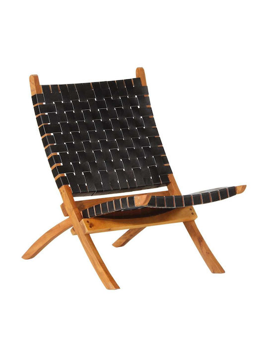Πολυθρόνα από Γνήσιο Δέρμα Μαύρη 55x67x79cm