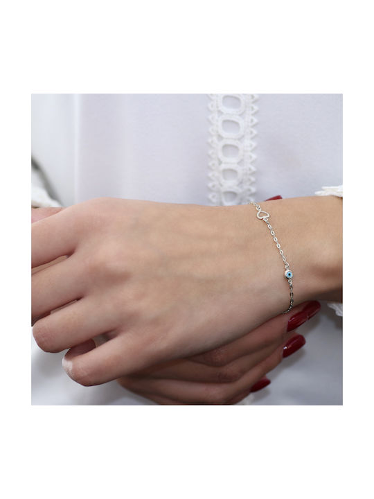 Kids White Gold Bracelet 9K with Heart for Girl