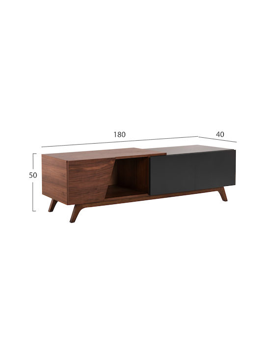 TV Stand Wooden Hudson Walnut & Dark Grey L180xW40xH50cm