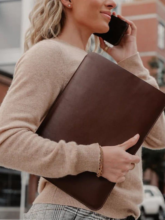 Sandmarc Leather Edition Θήκη για Laptop 14" MacBook Pro σε Καφέ χρώμα
