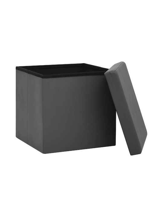 Hocker Für das Wohnzimmer Klappbar Mit Stauraum Gepolstert mit Kunstleder Gray 2Stück 38x38x38cm