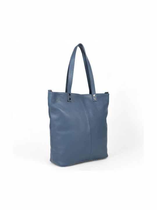 Passaggio Leather Leather Women's Bag Shopper Shoulder Blue