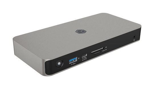 Icy Box IB-DK2880-C41 USB-C Docking Station με HDMI 4K PD Ethernet και σύνδεση 2 Οθονών Γκρι