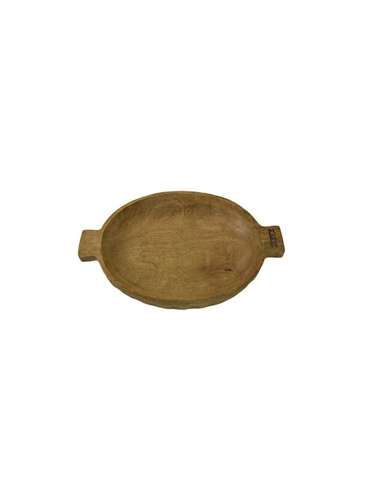 Nakaro Wood Serving Bowl Round Wooden Brown with Diameter 28cm