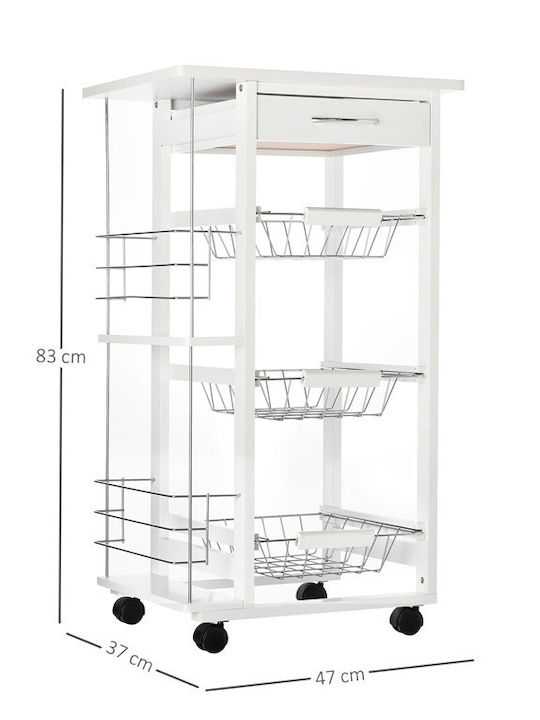 HomCom Wooden Kitchen Trolley 4 Tiers White 47x37x83cm