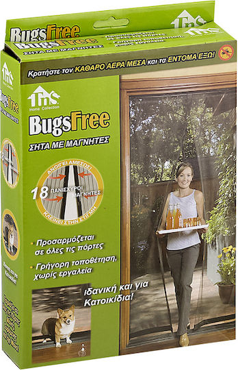 TnS Pet Friendly Mosquito Net Door with Magnetic Closure Black 215x100cm