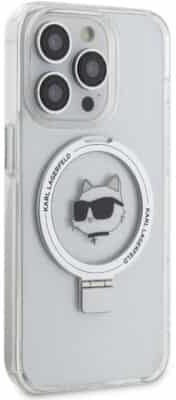 Karl Lagerfeld Choupette Umschlag Rückseite Kunststoff Transparent (iPhone 15 Pro Max)