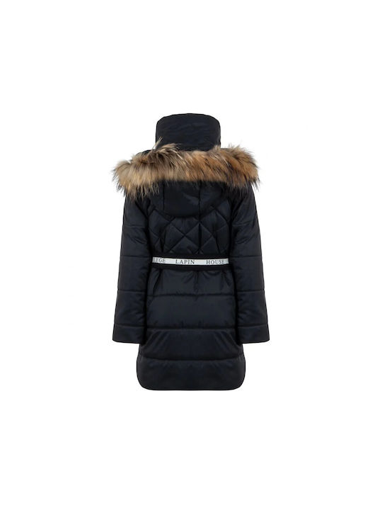 Lapin Wasserdicht Kinderjacke Lang mit Kapuze Black