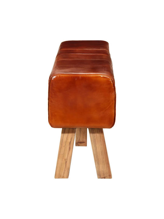 Dining Room Genuine Leather Bench Coffee 160x30x49cm