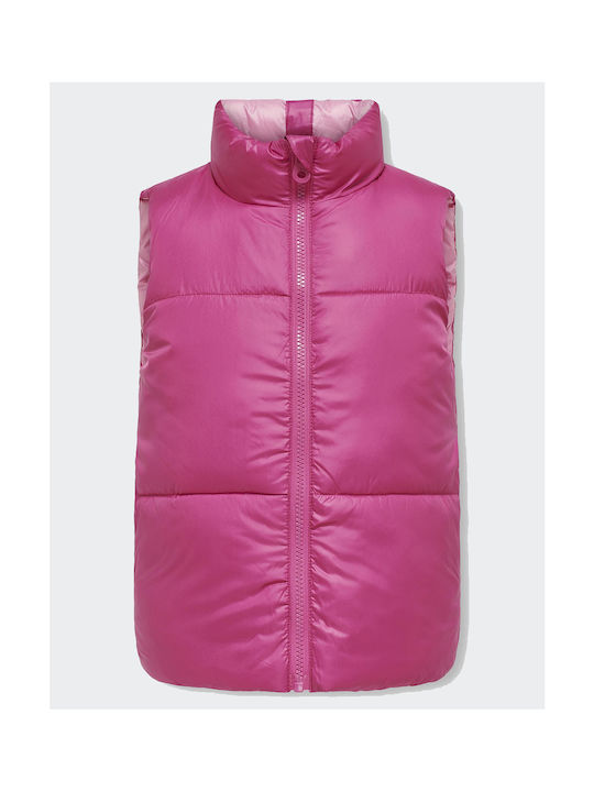 Kids Only Kids Quilted Jacket Sleeveless Short Double Sided Raspberry RoseBegonia Pink Fuchsia