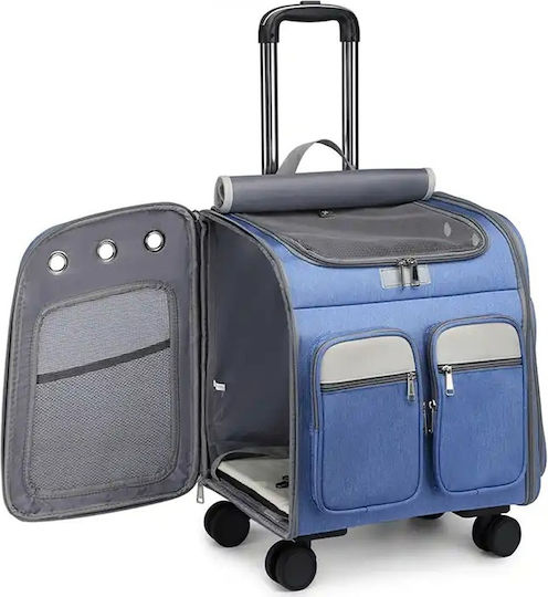 4 Dog/Cat Carrying Blue Trolley for 9kg Pets L41xW30xH43cm