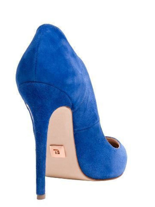 Suede Pointed Toe Stiletto Blue Electrique High Heels Cynthia