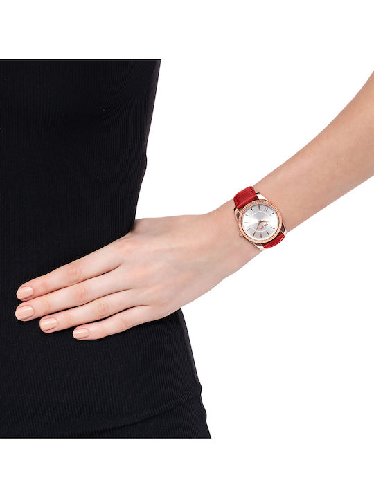 Folli Follie Дамски Часовник 38mm Кварцов с Червена Кожена Каишка