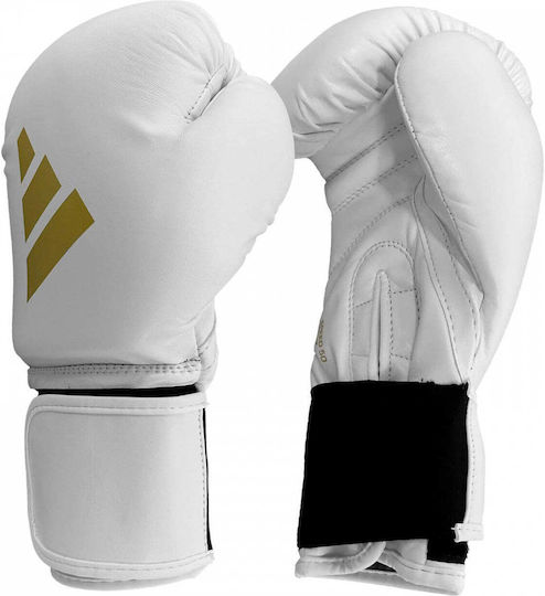 adidas Speed 50 Mănuși de Box din Piele Sintetică pentru Competiție Albe