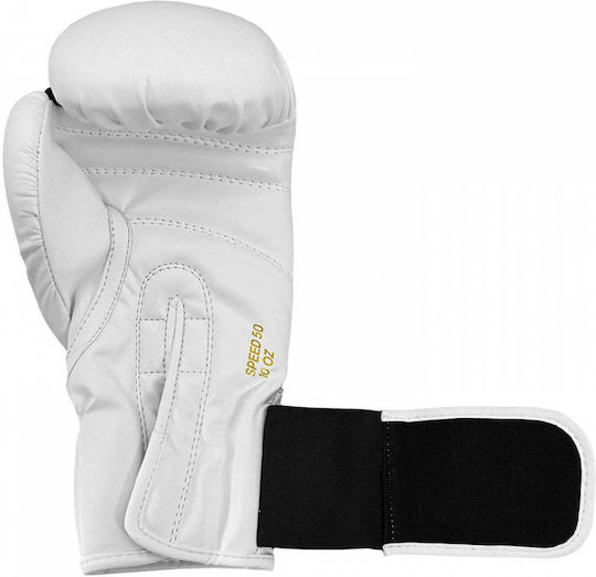 adidas Speed 50 Mănuși de Box din Piele Sintetică pentru Competiție Albe