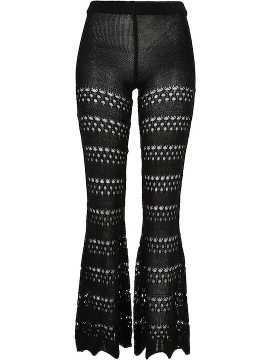 Dama Tesatura Pantaloni Evazați Negru
