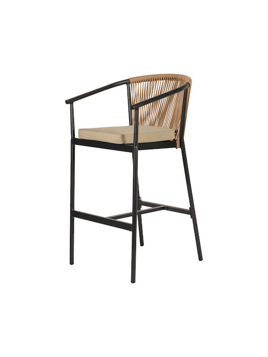 Scaun De Bar Pentru Exterior Rattan Mandraka Negru/Natural 56x63x108cm