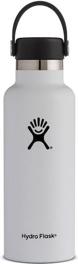 Hydro Flask Standard Mouth Thermosflasche Rostfreier Stahl BPA-frei 532ml Weiß mit Schlinge