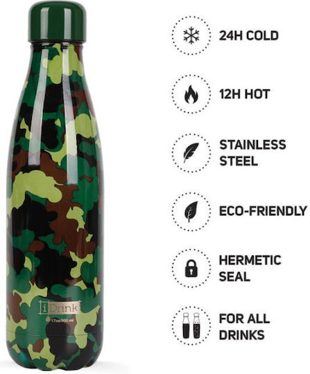 I-Total iDrink Graphics Sticlă Termos Oțel inoxidabil Fără BPA 500ml Multicolor