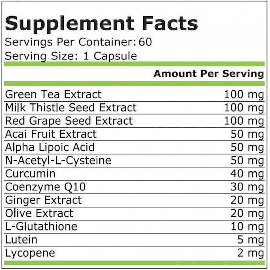Pure Nutrition Антиоксидантен Комплекс Алфа Липоева Киселина 60 Капсули