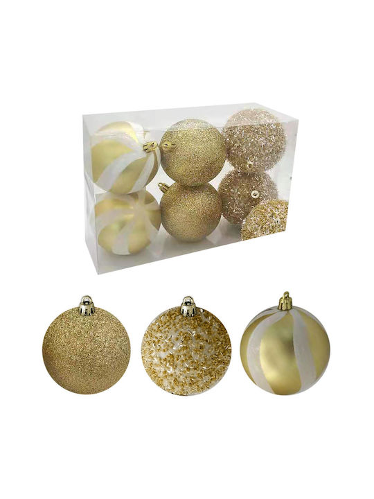 XMASfest Weihnachtshänger Kugel Ornament Gold mit Goldstaub 8cm Set 6Stück